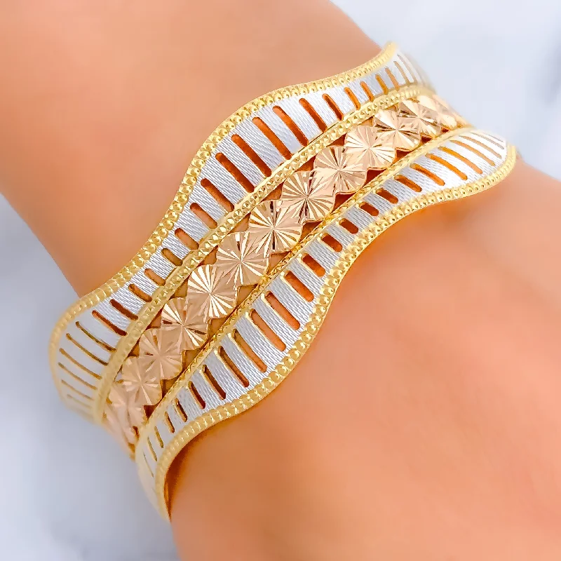 Women’s gold bangles-Vibrant Majestic 22k Gold Bangle