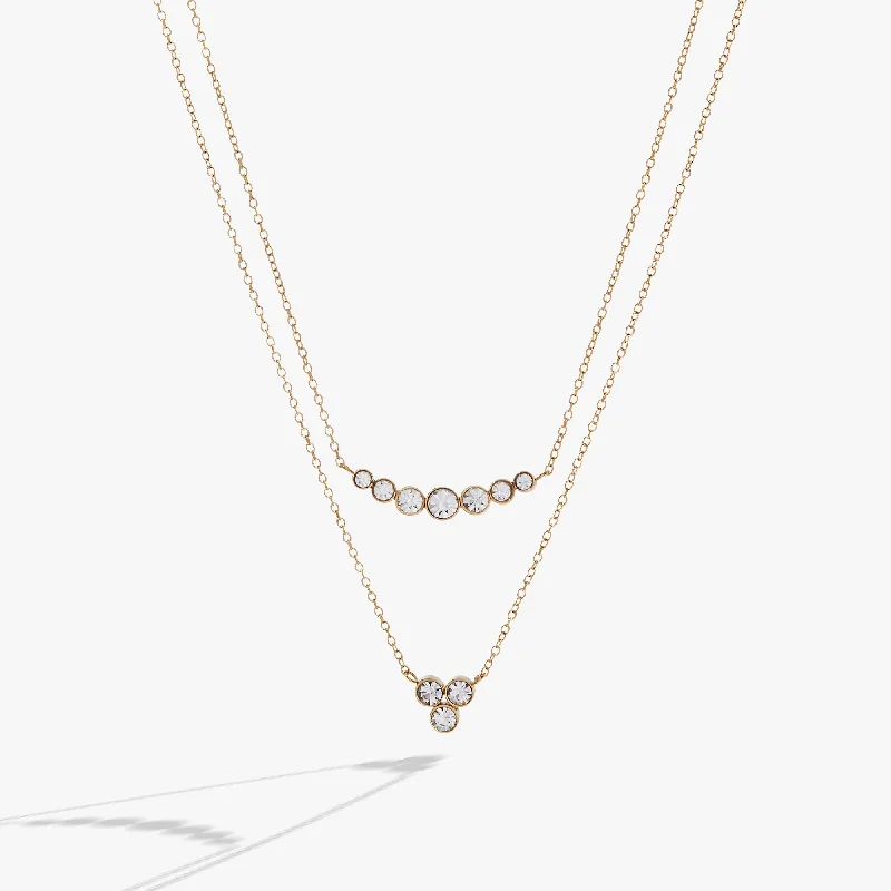 Women’s minimalist necklaces-Double-Layer Crystal Necklace