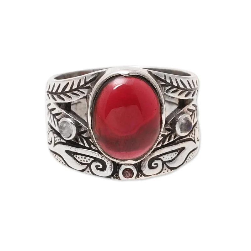 Women’s emerald cut rings-NOVICA Fiery Strength, Multi-gemstone ring