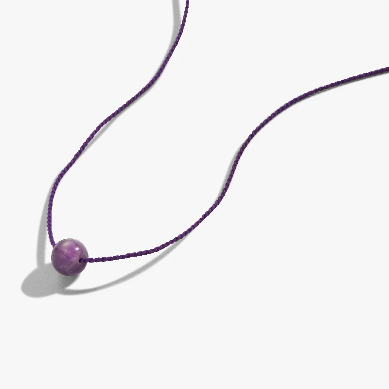 Women’s infinity necklaces-Amethyst Gemstone Cord Necklace