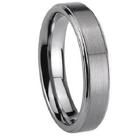 Women’s two-tone engagement rings-Tungsten Wedding Ring with Satin Finish-6mm