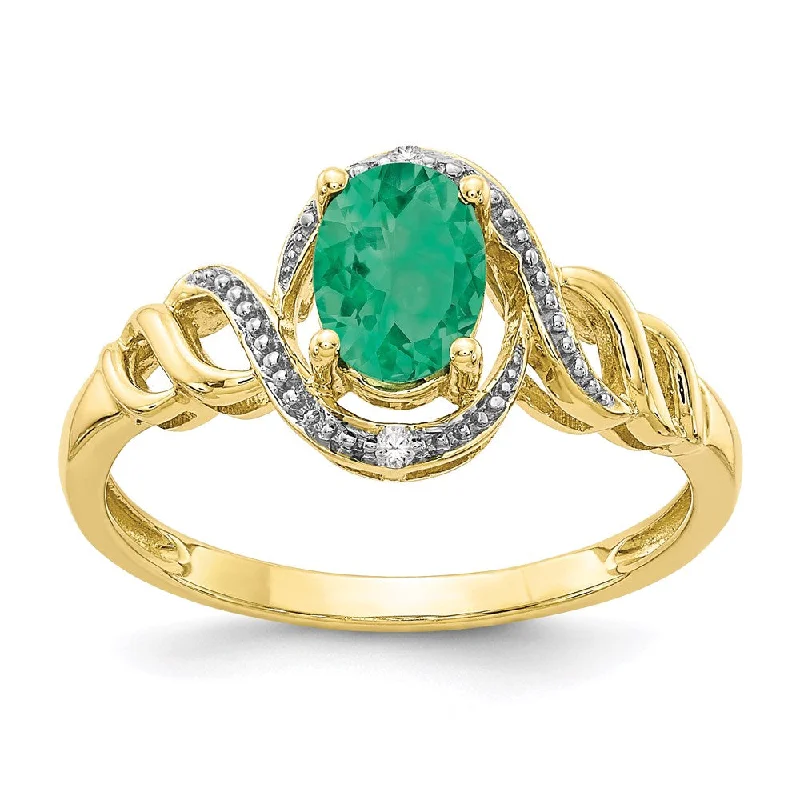 Women’s engagement rings with sapphires-10K Emerald and Diamond Ring-WBC-10XB302