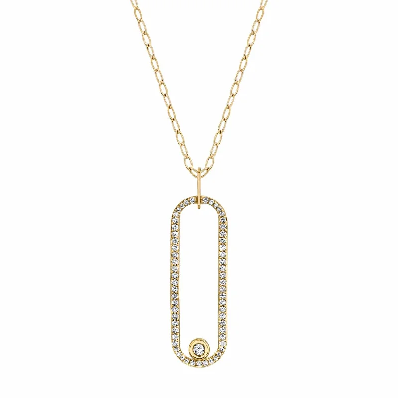 Women’s custom name necklaces-Pave Longline Link Pendant