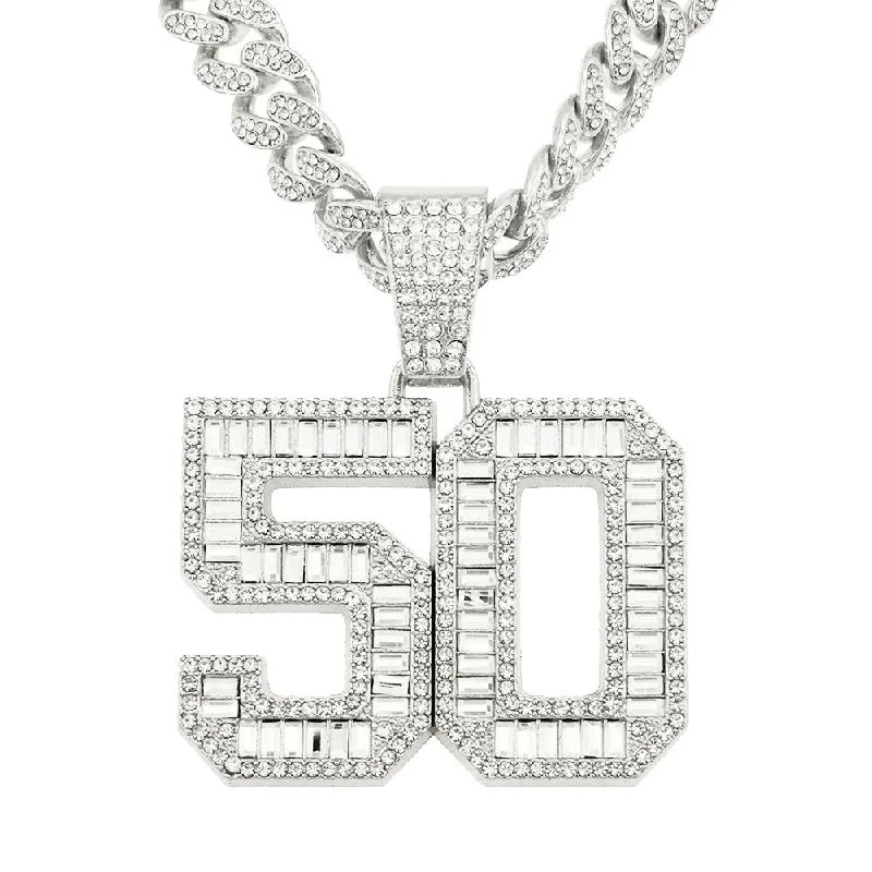 Silver-50cm Cuban Link Chain