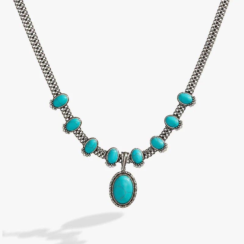 Women’s heart-shaped necklaces-Vintage Turquoise Statement Necklace