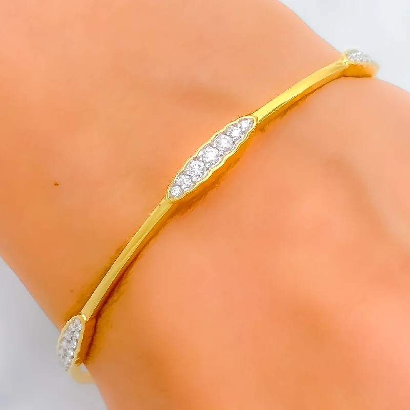 Women’s luxury bangle sets-Contemporary Sleek Diamond + 18k Gold Bangle