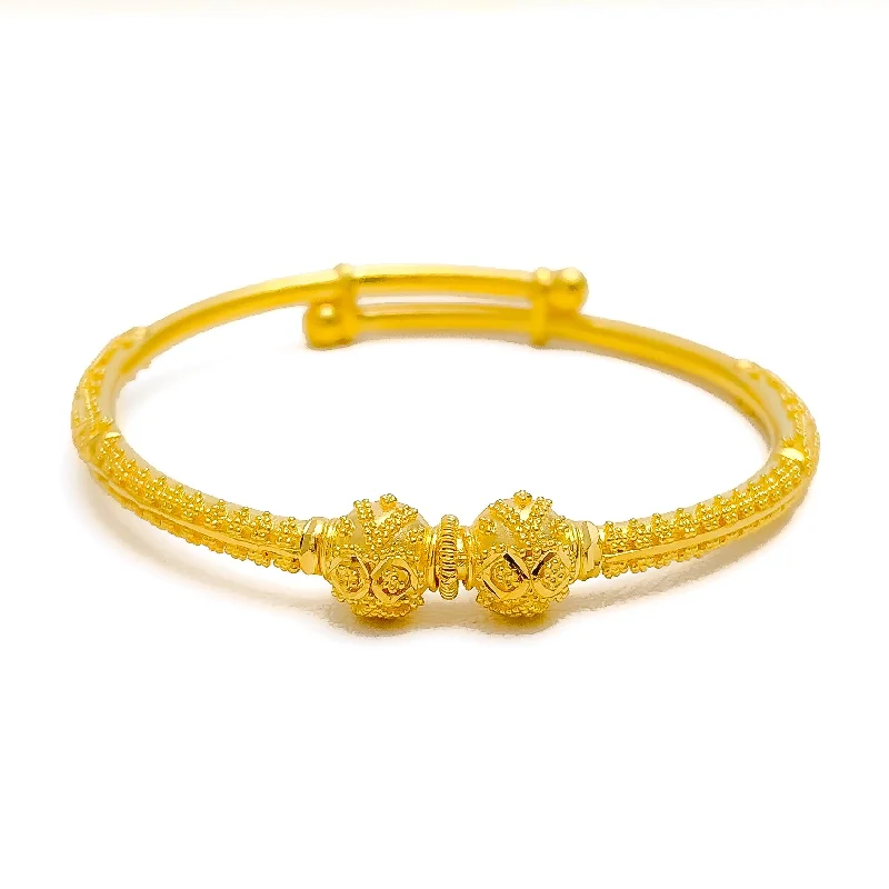 Women’s custom name bracelets-Lavish Fine Beaded 22k Gold Baby Bangle