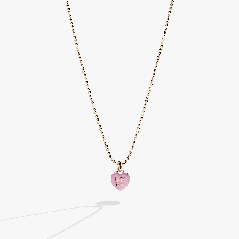 Women’s chunky gold necklaces-Sweethearts® “I Luv You” Charm Necklace