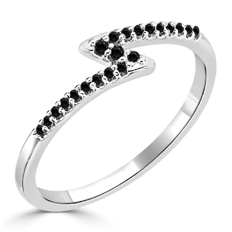 Women’s unique wedding rings-Auriya Petite Zig Zag Stackable Black Diamond Ring 1/8ct TDW 10K Gold