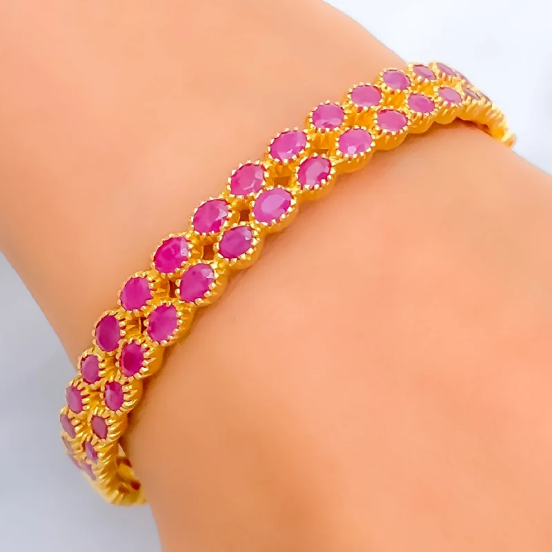 Women’s beaded bracelets-Impressive Sophisticated 22k Gold Ruby Bangle