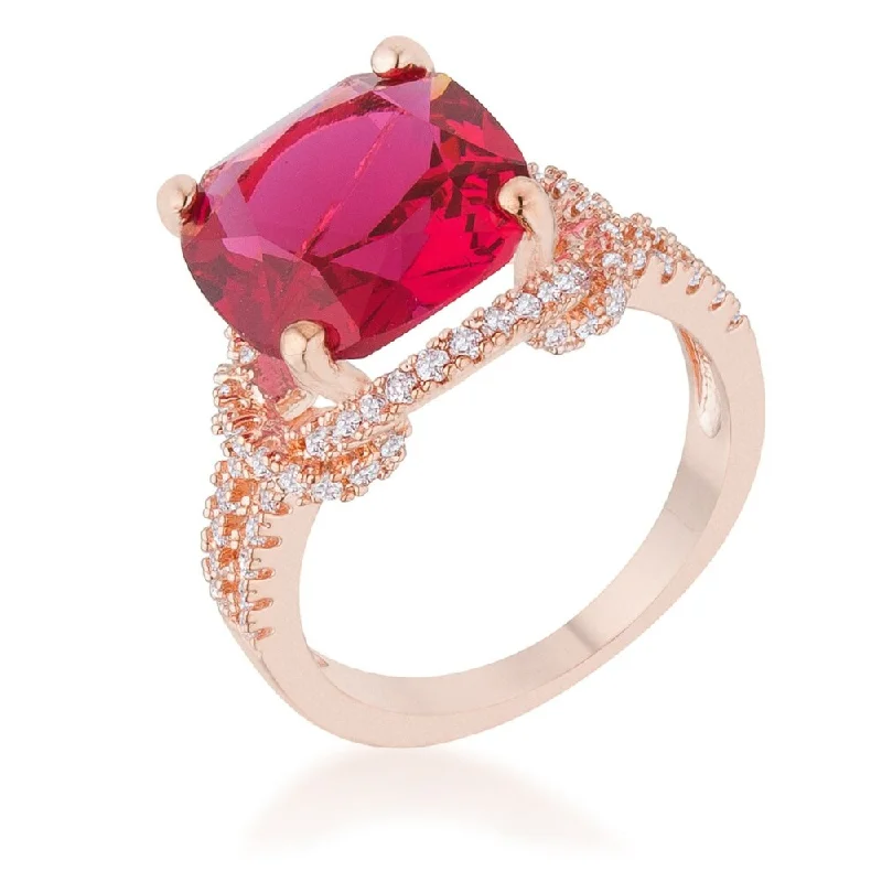 Women’s platinum engagement rings-Charlene 6.2Ct Ruby Cz Rose Gold Classic Statement Ring