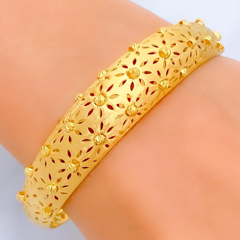 Women’s simple silver bracelets-Engraved Stylish 22k Gold Bangle Bracelet