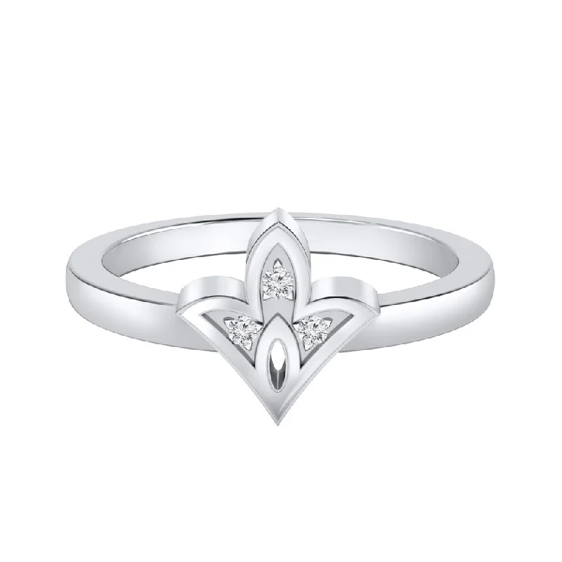 Women’s birthstone wedding rings-Auriya 0.03ctw Floret Style Accent Diamond Ring 14K Gold