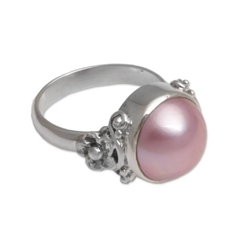 Women’s emerald rings-NOVICA Handmade Sterling Silver 'Jupon Scent' Cultured Pearl Ring (12 mm) (Indonesia)