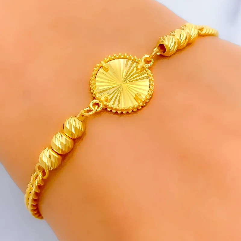 Women’s handmade bracelets-Dazzling Radiant Round 21k Gold Bracelet