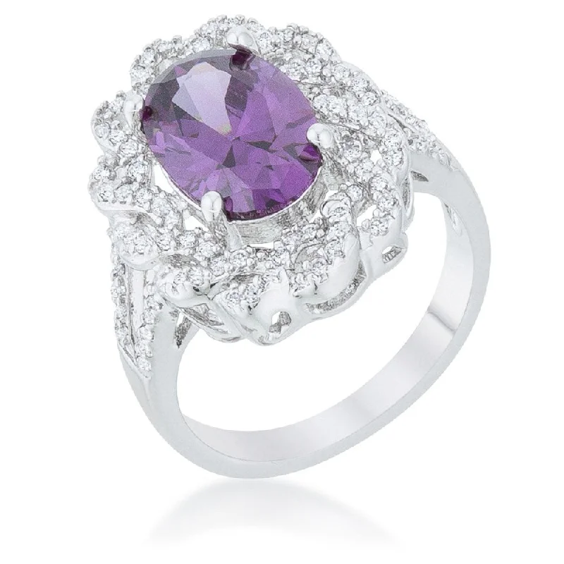 Women’s boho rings-Amethyst Oval Classic Ring