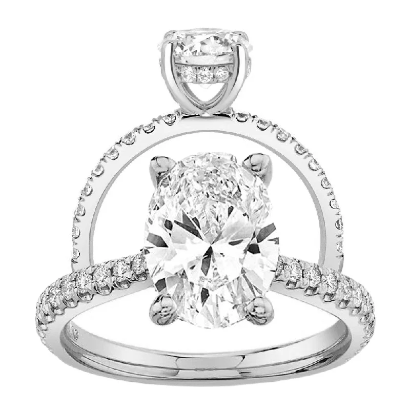 Women’s classic solitaire engagement rings-3-3/8ctw Certified Lab Grown Diamond Hidden Halo Engagement Ring