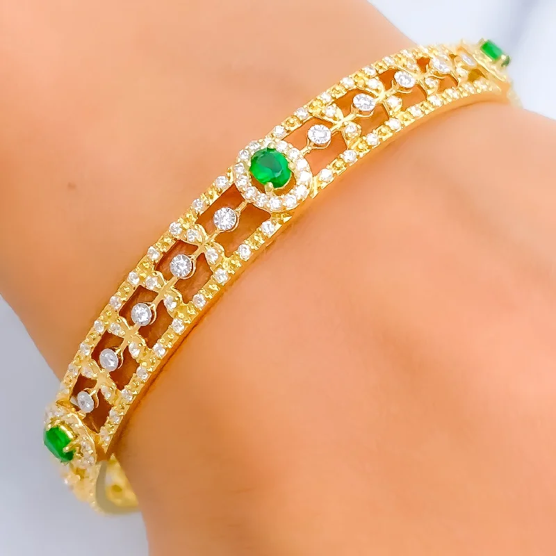 Women’s diamond bangles-Lavish Attractive Diamond + 18k Gold Bangle