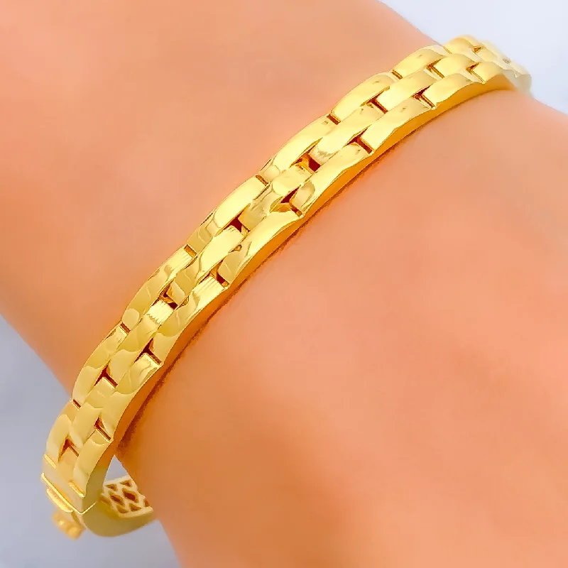 Women’s simple silver bracelets-Jazzy 22k Gold Link Bangle Bracelet