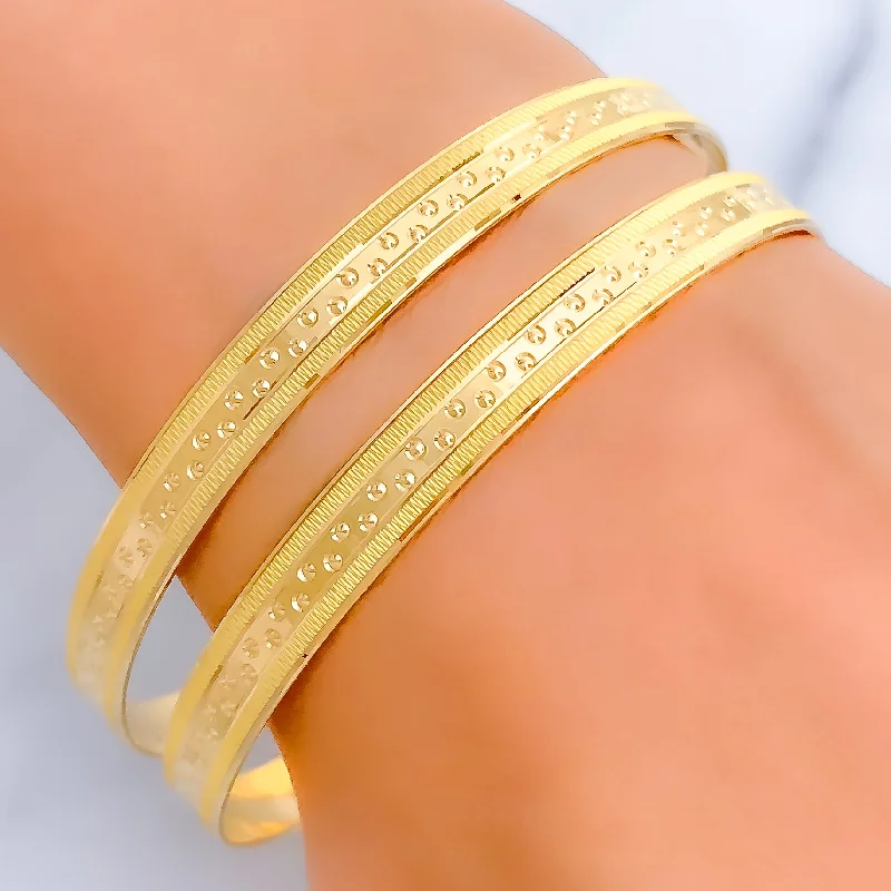 Women’s infinity bangles-Delightful Dotted 22k Gold Bangle Pair