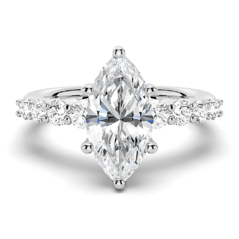 Women’s diamond engagement rings with filigree-Classic Shared-Prong Marquise Cut Moissanite Engagement Ring