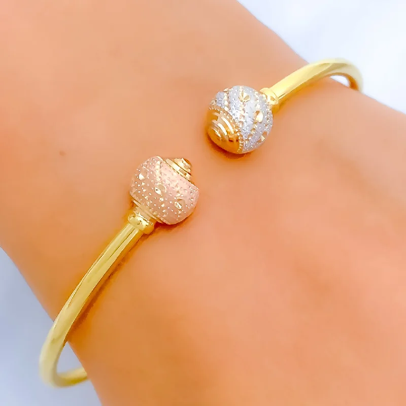 Women’s fashion bangles-Modern Sophisticated Orb 22k Gold Bangle Bracelet