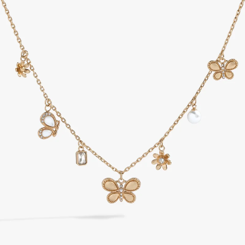 Women’s fine gold necklaces-Puffy Butterfly Charm Necklace