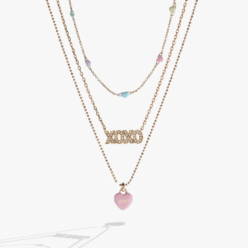 Women’s elegant gold necklaces-Sweethearts® Triple-Strand Charm Necklace