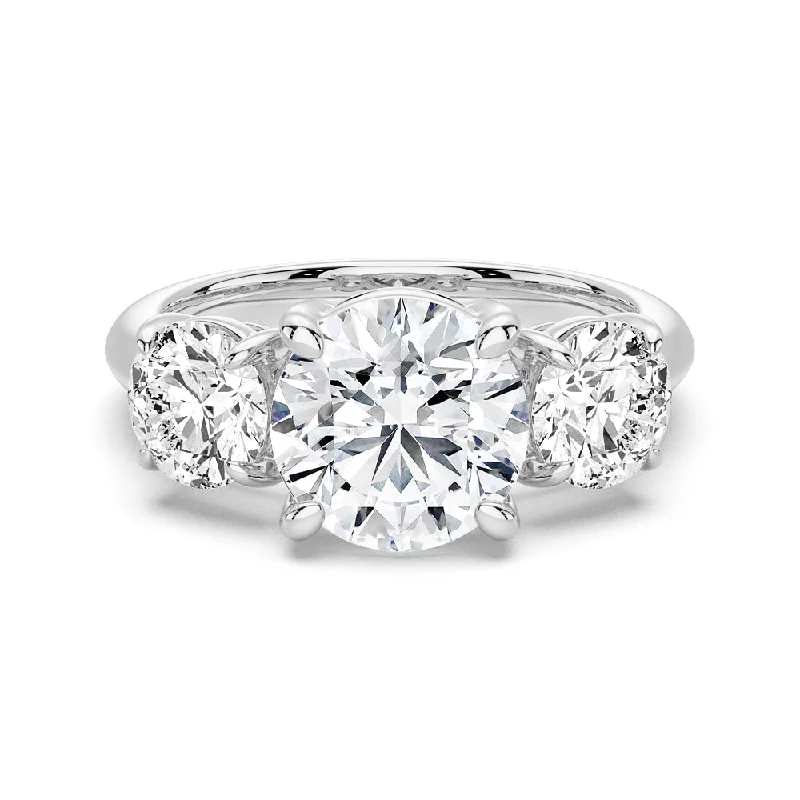 Women’s platinum solitaire engagement rings-Round Cut Three Stone Engagement Ring