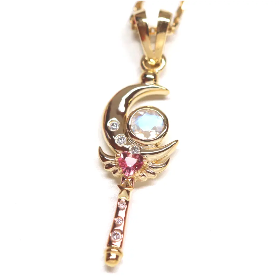 Women’s high-end necklaces-14KT Moon Crystal Pendant