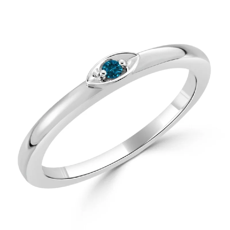 Women’s radiant cut rings-Auriya Stackable Fashion Accent Blue Diamond Ring 10K Gold