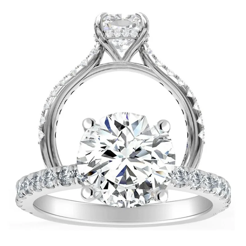 Women’s luxury engagement rings-3-3/8ctw Certified Lab Grown Diamond Hidden Halo Engagement Ring