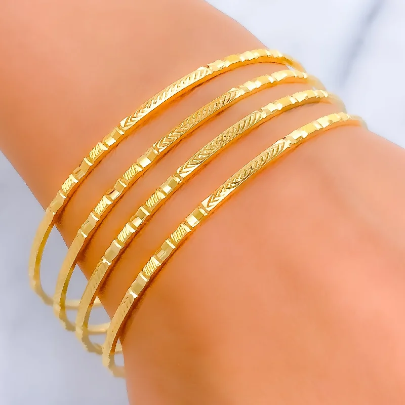 Women’s silver stackable bangles-Reflective Sleek 22k Gold Bangles