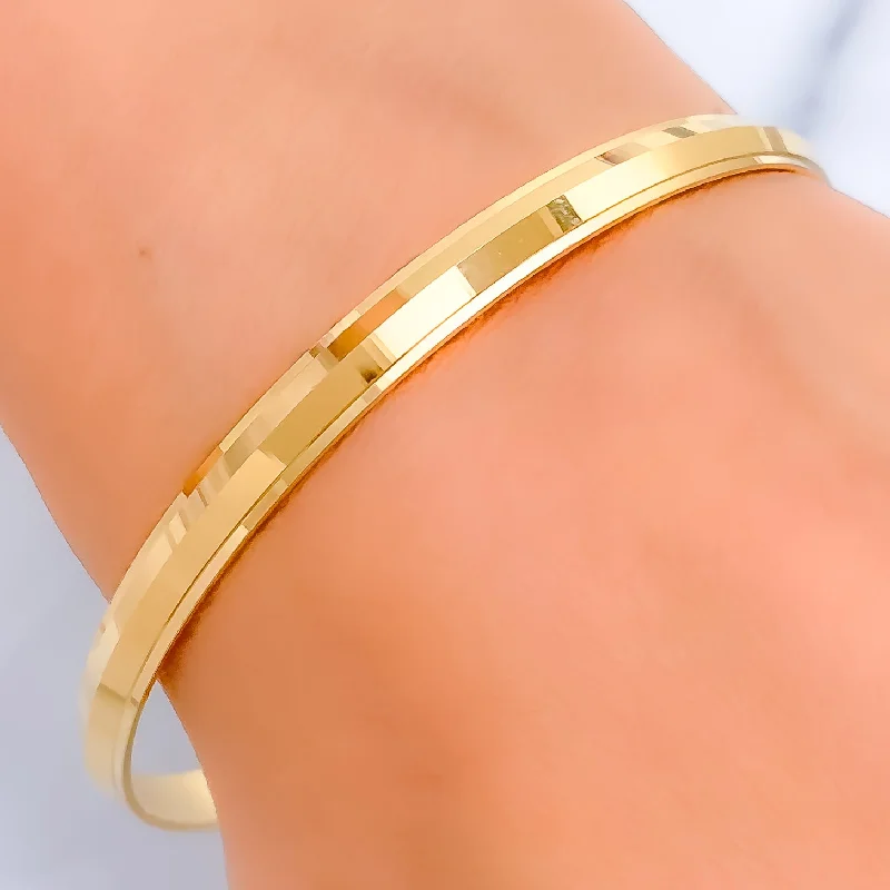 Women’s silver braided bracelets-Elegant Sleek 22k Gold Bangle