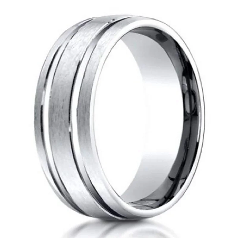 Women’s multi-stone engagement rings-6mm Men's Benchmark Titanium Satin Finish Groove Titanium Wedding Ring