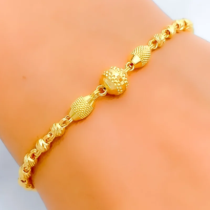 Women’s elastic bracelets-Graceful Sleek Orb 22k Gold Bracelet