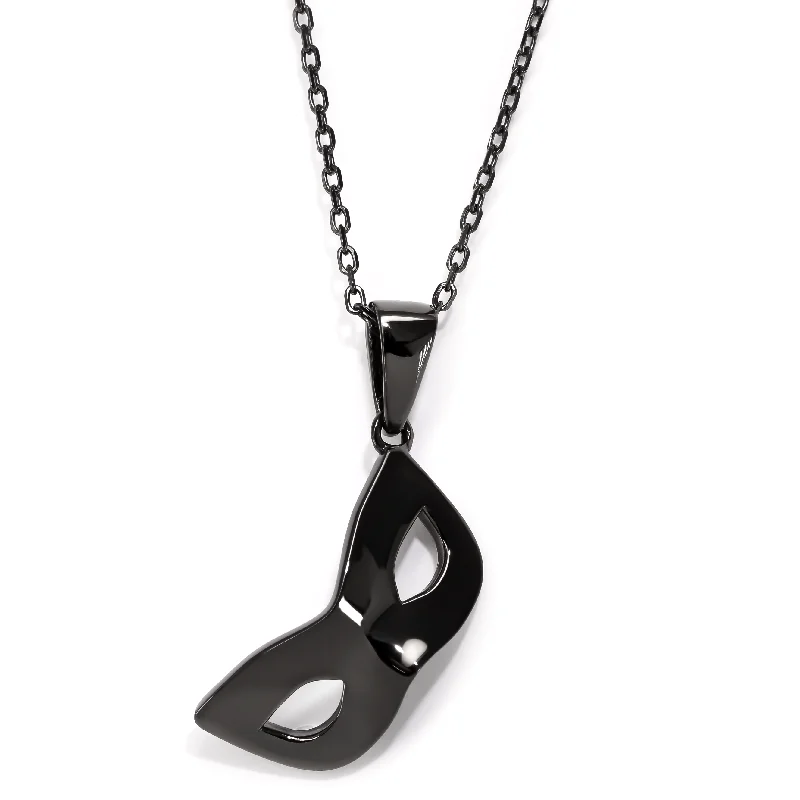 Women’s round diamond necklaces-Noir Mask Pendant