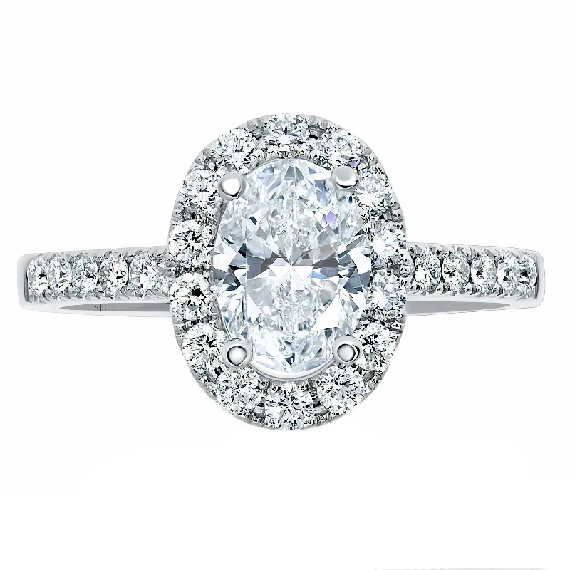 Women’s vintage halo engagement rings-2ctw Certified Lab Grown Diamond Oval Halo Engagement Ring