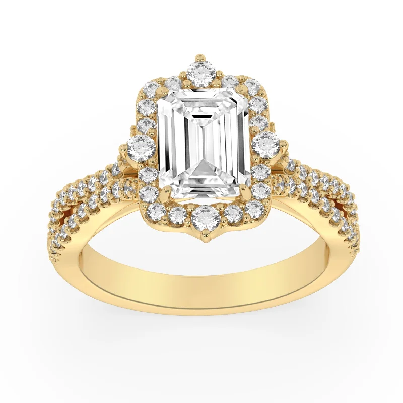 Women’s affordable engagement rings under $1000-2-5/8ctw Certified Lab Grown Diamond Halo Engagement Ring