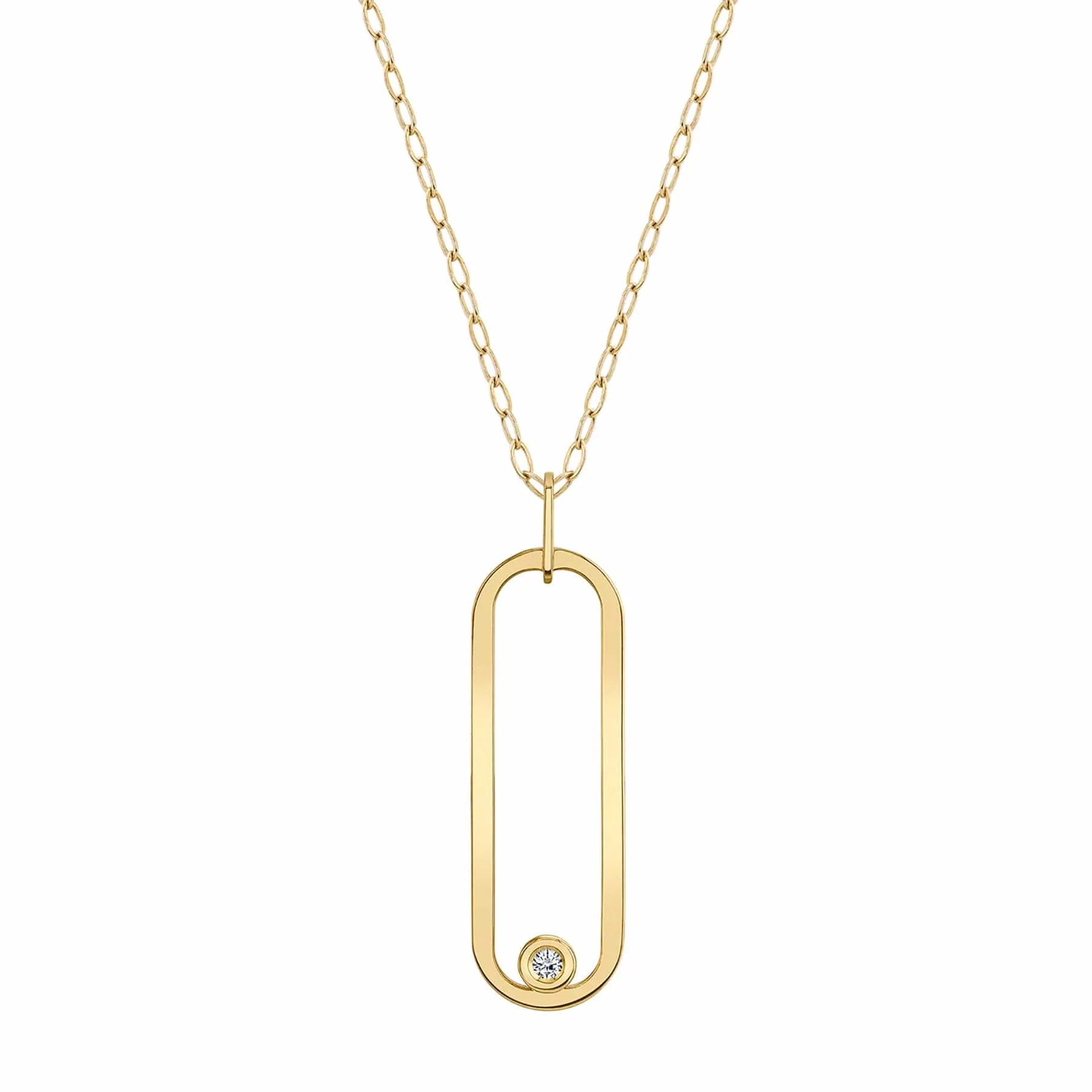 Women’s gold coin necklaces-Longline Link Pendant