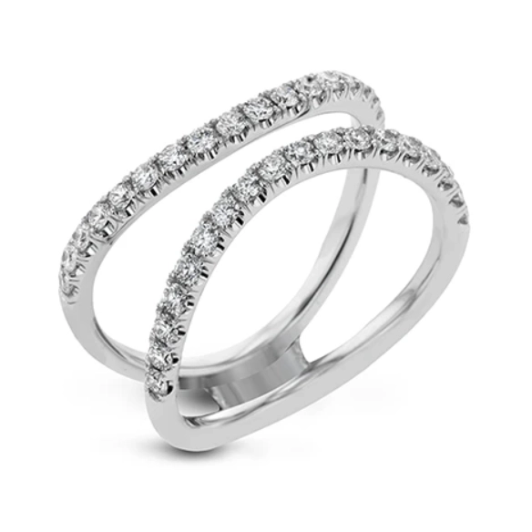 Women’s vintage halo engagement rings-Simon G 18K White Gold Diamond Ring Guard