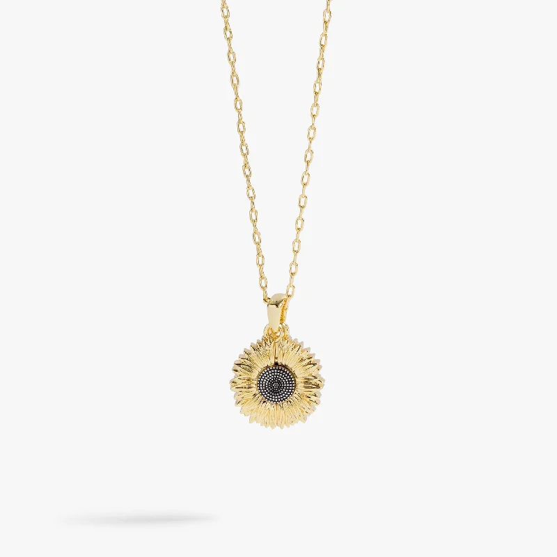 Women’s vintage-style pendants-Sunflower Mantra Necklace