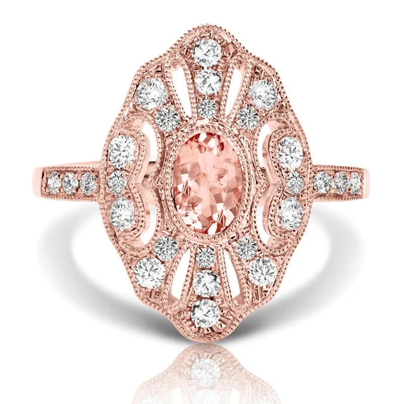 Women’s luxury engagement rings-Couture Rose Gold Morganite & Diamond Ring