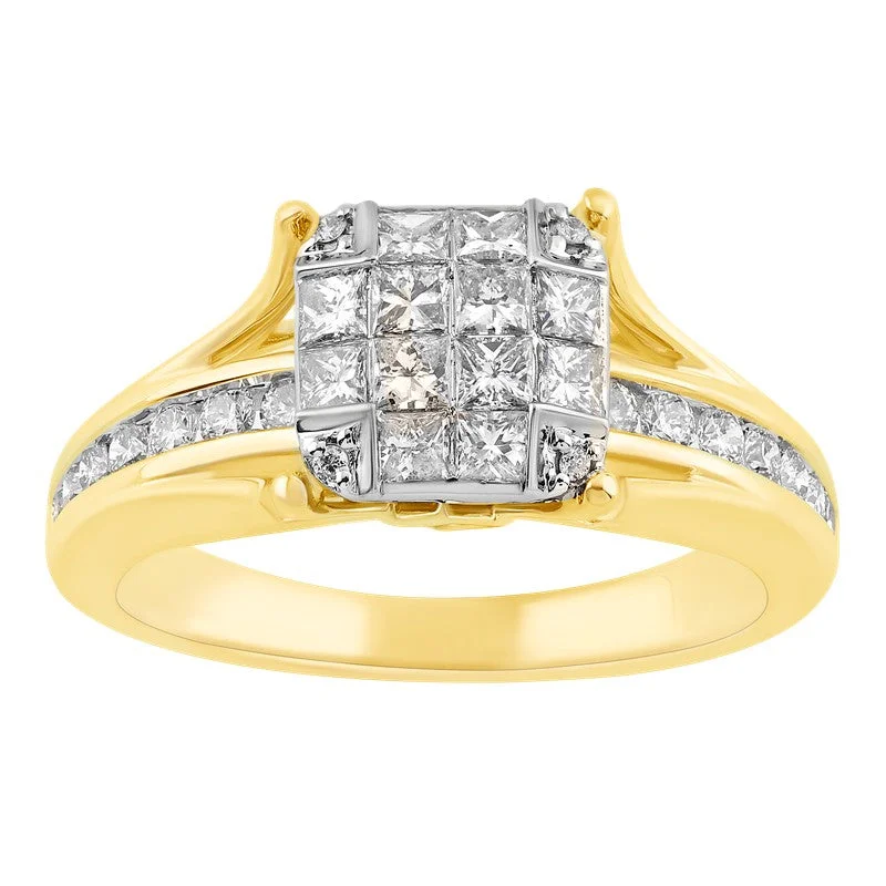 Women’s split shank engagement rings-1-1/3ctw Princessa Diamond Engagement Ring