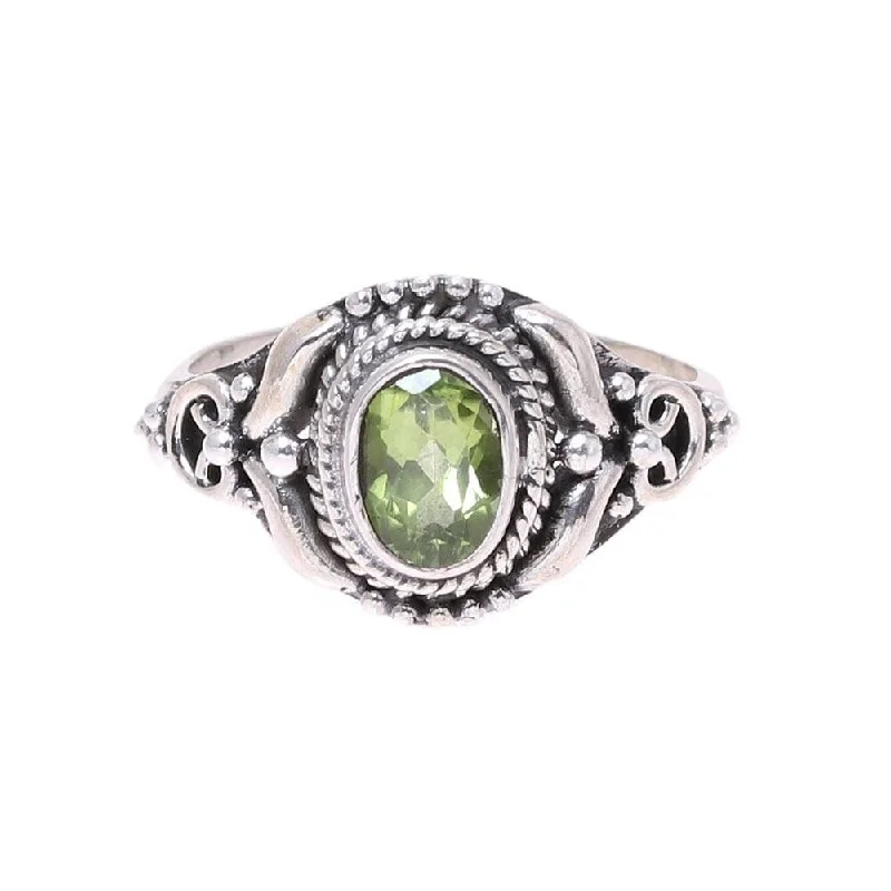 Women’s solitaire rings-NOVICA Traditional Romantic, Peridot cocktail ring