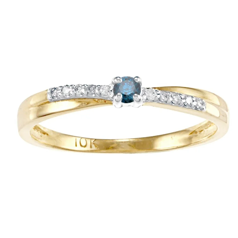 Women’s unique engagement rings-Auriya 1/10ctw Blue and White Diamond Promise Ring 10k White or Two-tone Gold