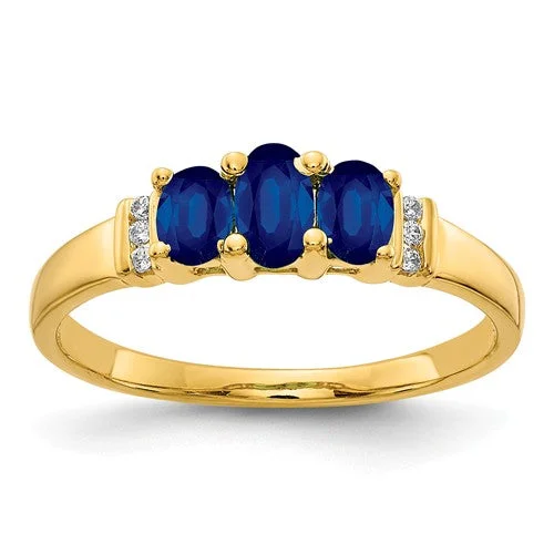 Women’s eternity engagement rings-14k Polished Triple Sapphire And Diamond Ring