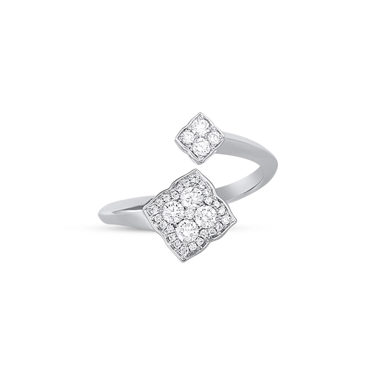 Women’s antique style engagement rings-Frederic Sage 14K White Gold Fleur Split Diamond Ring