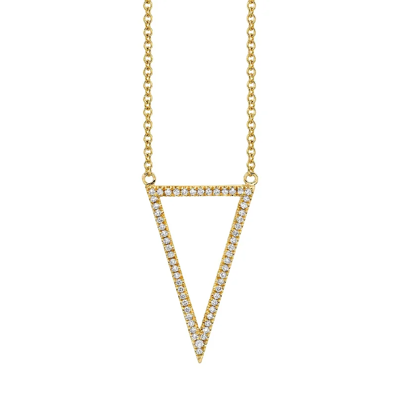 Women’s rose gold charm necklaces-Geometric Triangle Diamond Pendant