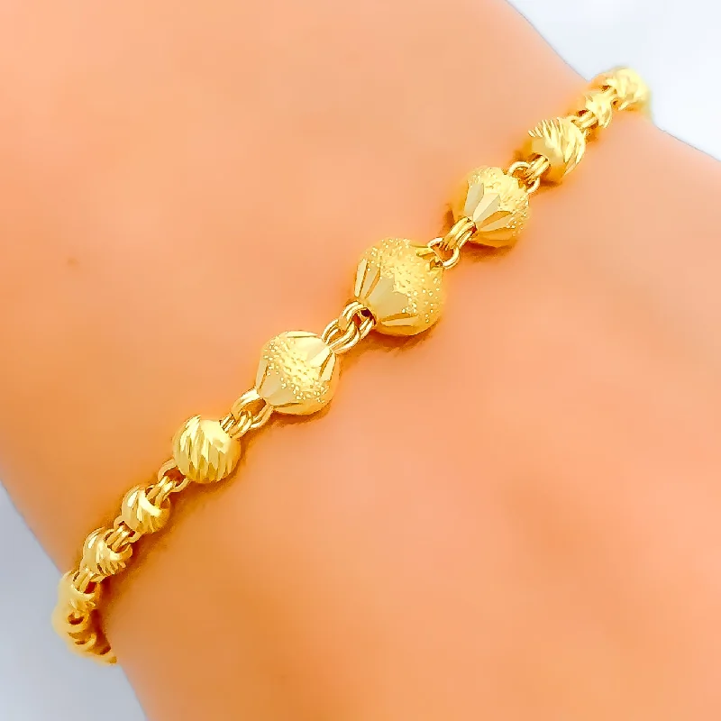 Women’s chic bracelets-Graduating Satin Finish Orb 22k Gold Bracelet